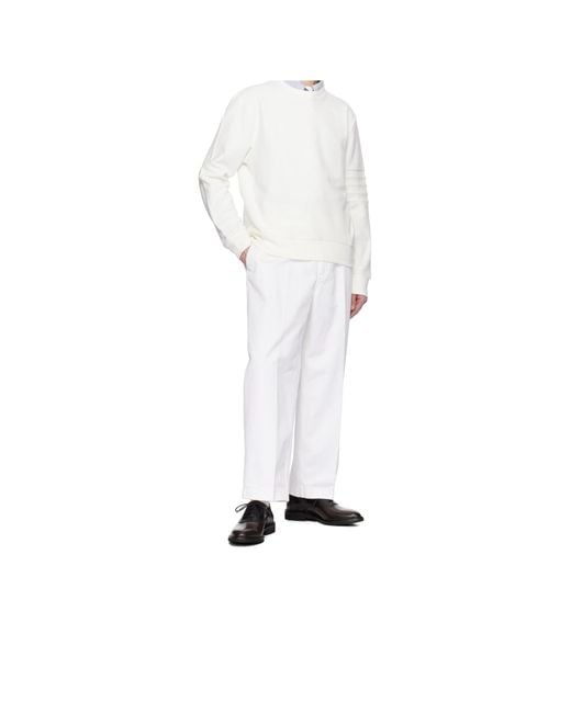 Thom Browne White Pressed Crease Tapered Leg Chinos for men