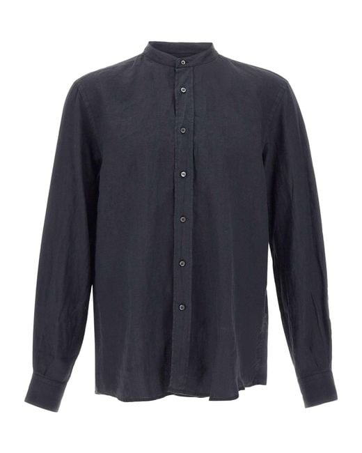 Aspesi Blue Bruce Band-Collar Shirt for men
