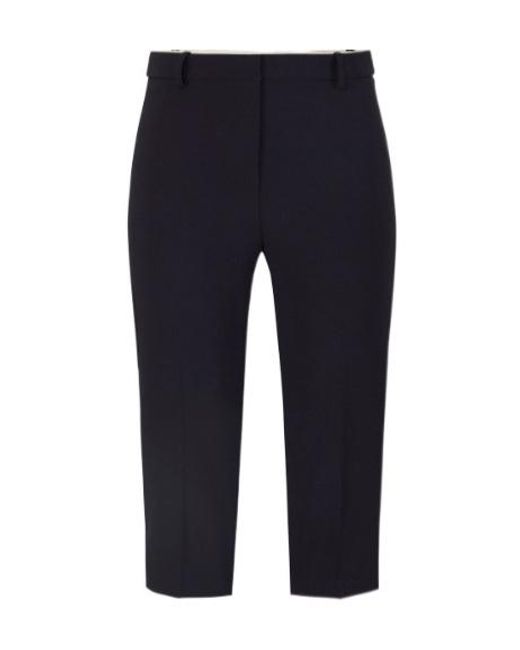 Elisabetta Franchi Blue Cropped Satin-Trim Pants