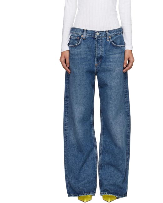 Agolde Blue Low Slung Wide-Leg Jeans
