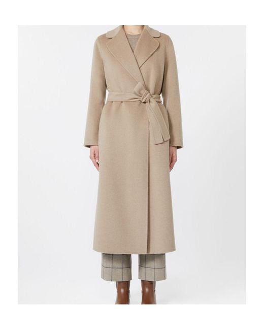 Max Mara Natural Wool And Cashmere Coat With Belt