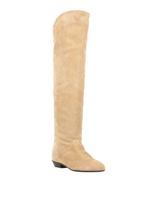 Isabel Marant White Solid Pointed-Toe Flat Leather Boots