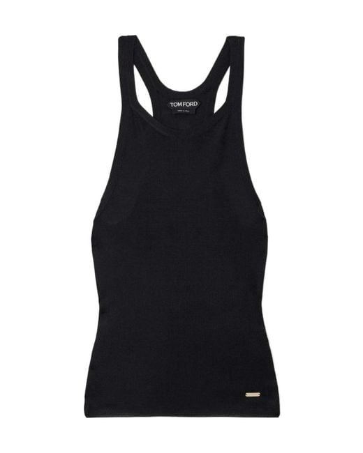 Tom Ford Black Embellished Silk Tank