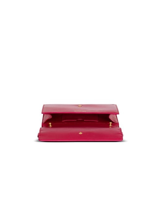 Balmain Red Shuffle Calfskin Wallet With Chain
