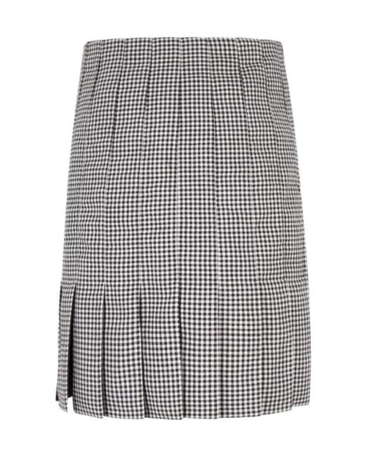 Ferragamo Gray Ferragamo Pleated Checked Skirt