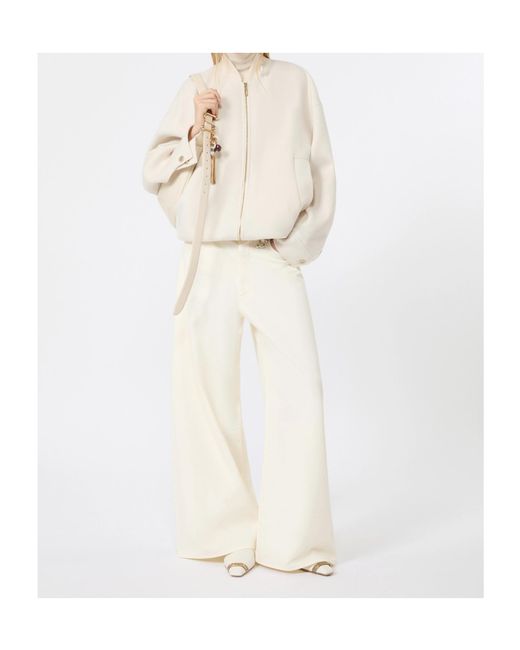 Sportmax White Ondata Zip-Up Bomber Jacket
