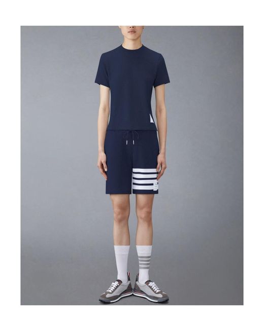 Thom Browne Blue 4-Bar Drawstring Track Shorts