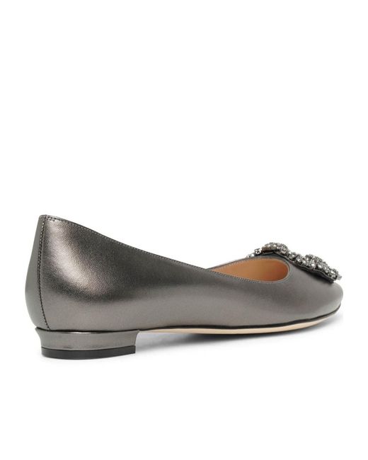 Manolo Blahnik Brown Metallic Nappa Ballerinas