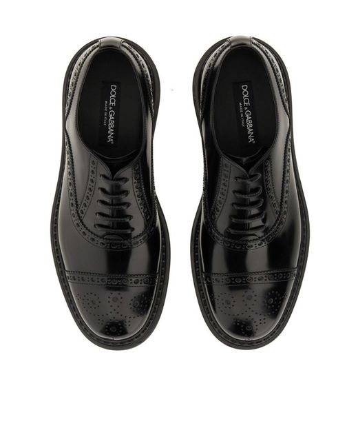 Dolce & Gabbana Black Lace-Up Derby Shoes for men