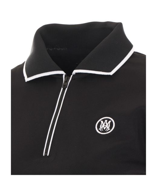 Amiri Black Monogram Half Zip Polo T-Shirt