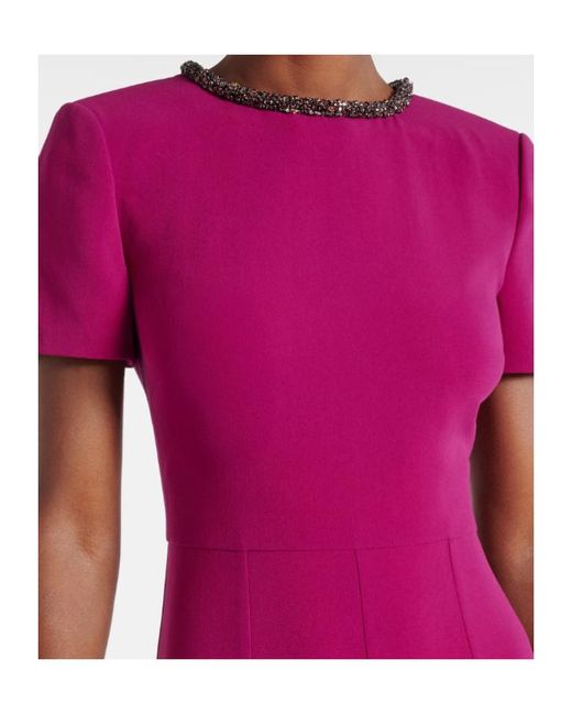 Roland Mouret Purple Embellished Cady Midi Dress
