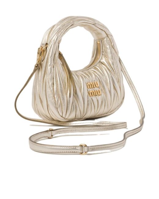Miu Miu White Wander Matelassé Nappa Leather Hobo Mini-Bag