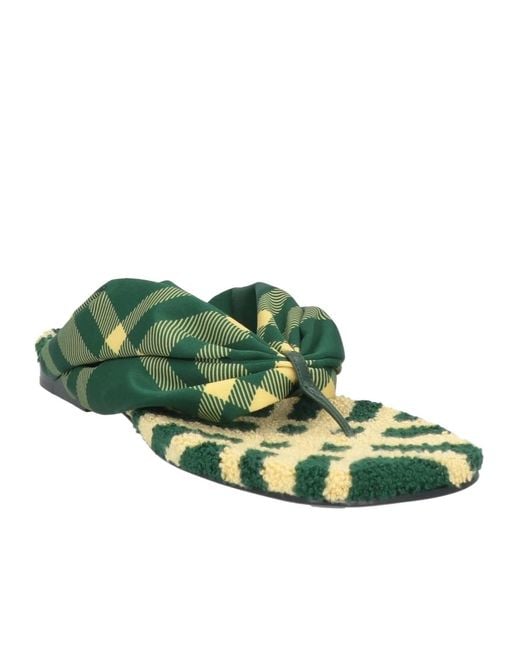 Burberry Green Checkered Slippers