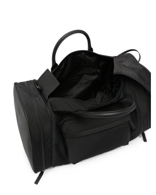 Emporio Armani Black Logo-Plaque Holdall for men