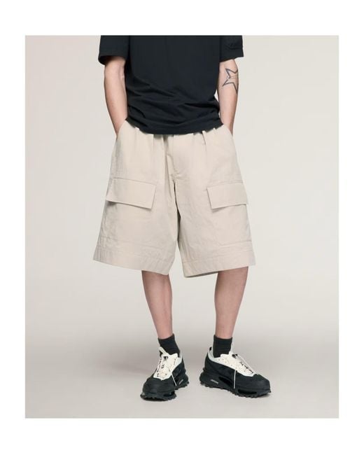 Y-3 Natural Wide-Leg Shorts for men