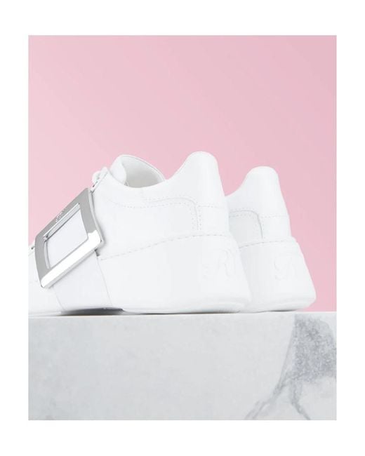 Roger Vivier White Viv' Skate Metal Buckle Sneakers
