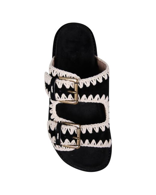 Mou Black Bio Buckle Fastened Sandals