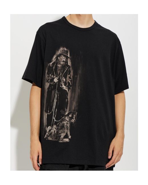 Yohji Yamamoto Black Crew Neck Short-Sleeved T-Shirt for men