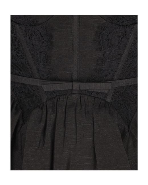 Zimmermann Black Lace Bustier Mini Dress