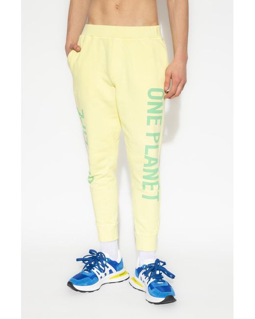 DSquared² Yellow Logo-Print Cotton Track Pants for men