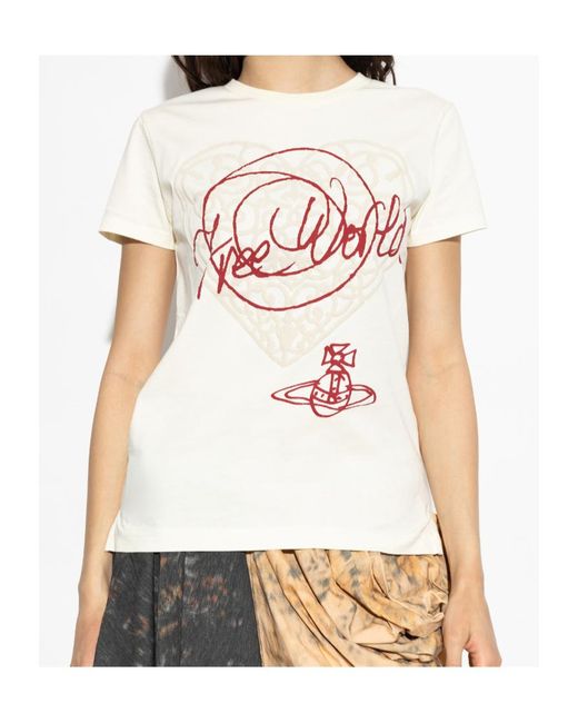 Vivienne Westwood White Free World-Heart Peru T-Shirt