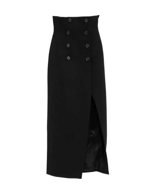 Khaite Black High-Waisted Midi Skirt