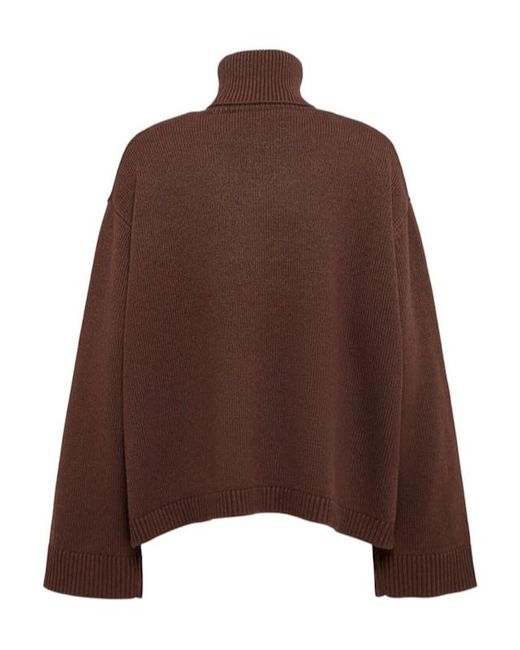 Frankie Shop Brown Rhea Wool Cotton Turtleneck Sweater