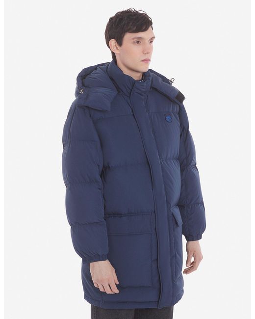 Maison Kitsuné Blue Fox-Appliqué Padded Coat for men