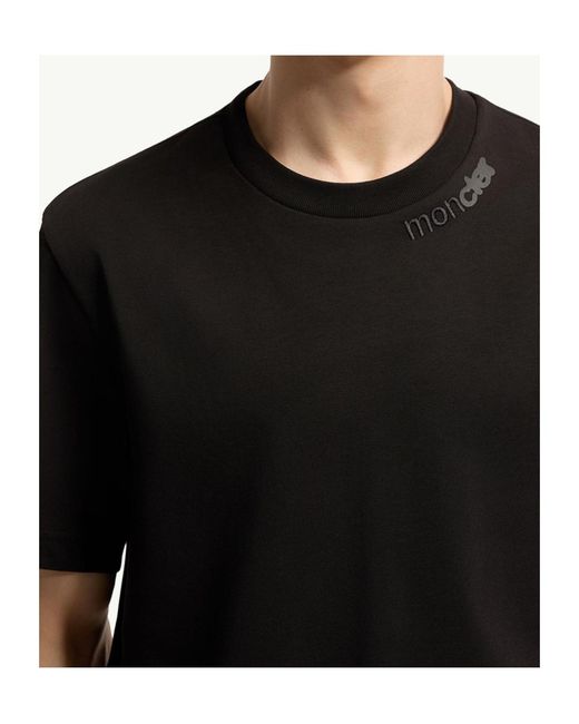 Moncler Black Logo-Embroidered T-Shirt for men