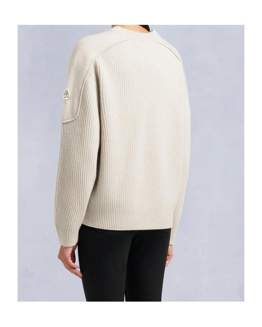 Moose Knuckles White Corina Crewneck Sweater