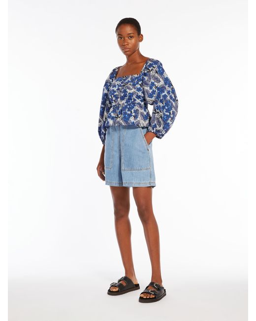 Weekend by Maxmara Blue Floral Printed Blouse