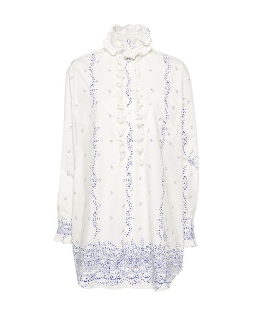 Philosophy Di Lorenzo Serafini White Floral Printed Shirt Dress