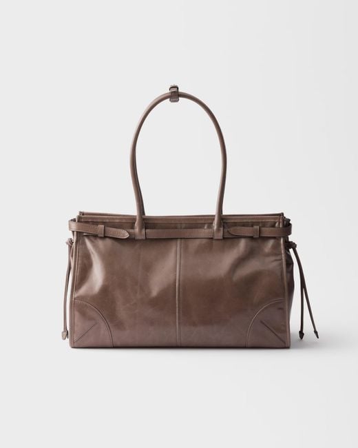 Prada Brown Bonnie Large Leather Handbag