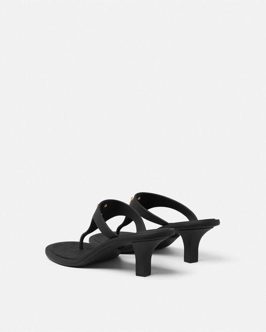 Versace Black Heeled Thong Sandals