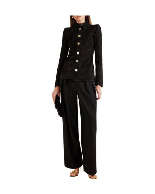 Galvan Black Solid Color Suede Jacket