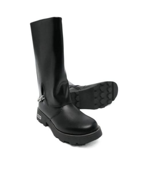 Cult Gaia Black Chain-Embellished Leather Boots