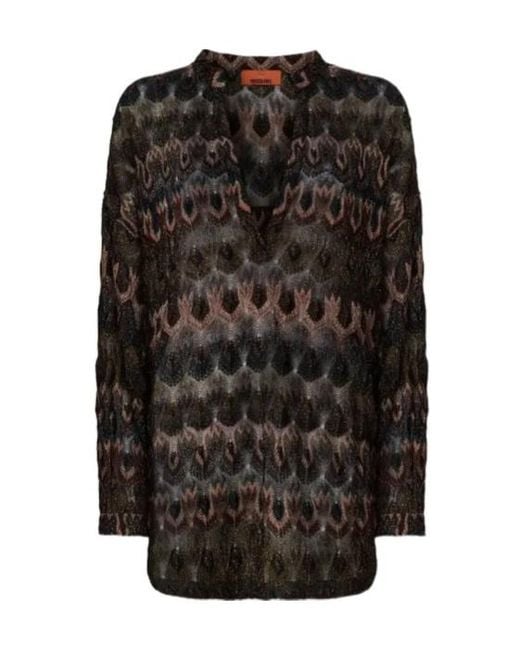 Missoni Black V-Neck Textured Blouse