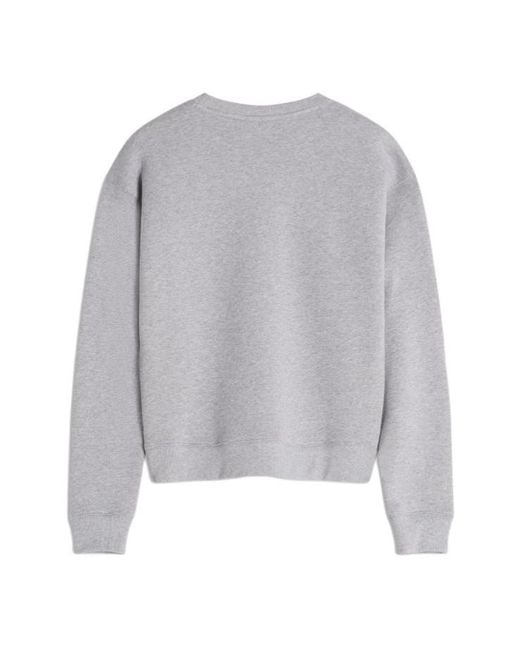 Maison Kitsuné Gray Maison Kitsuné Logo Embroidered Crewneck Sweatshirt