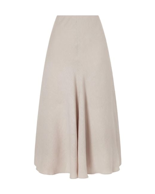 Brunello Cucinelli White Linen Midi Skirt