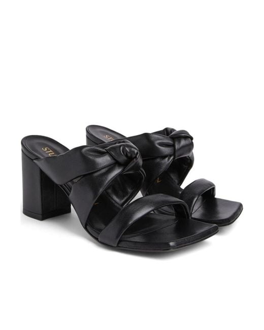Stuart Weitzman Black Logo High-Heeled Sandals