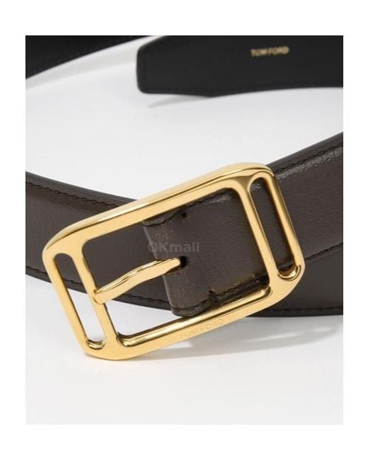 Tom Ford Black Square Buckle Belt for men