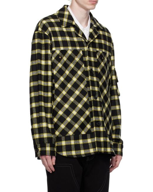 Versace Green Long-Sleeved Button-Down Checked Shirt Jacket for men