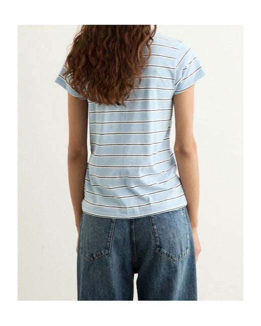 Rag & Bone Blue Slub Stripe T-Shirt