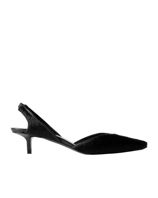 Loulou de Saison Black Akila Calf Hair Slingback Pumps