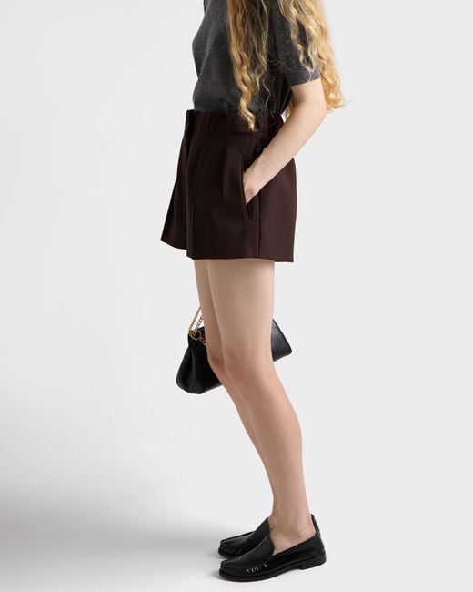 Prada Brown Chevron Pleated Shorts