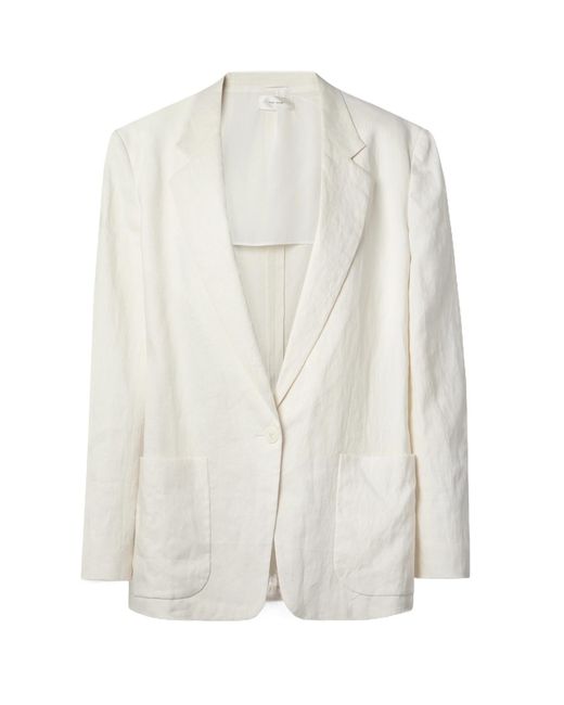 The Row White Enza Single Breasted Tailored Blazer