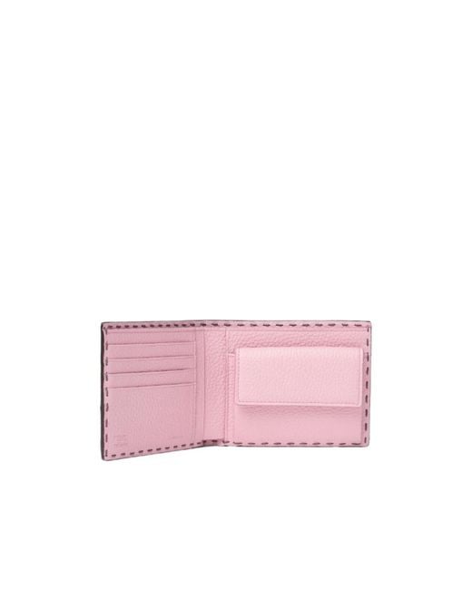Fendi Gray Selleria Wallet Asphalt And Selleria Bi-Fold Wallet With 132 Hand-Sewn Stitches for men