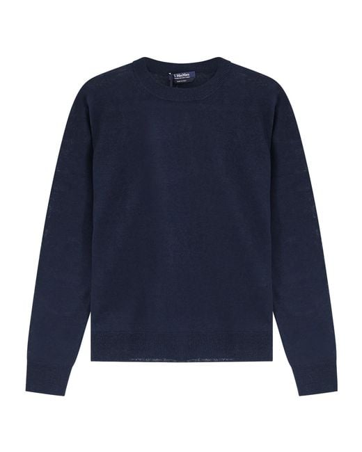 Max Mara Blue Fervore Crewneck Knitted Jumper