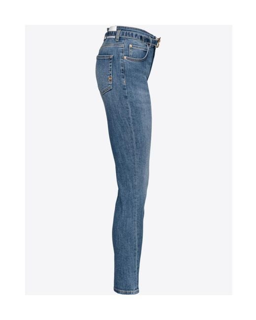 Pinko Blue Logo Patch Skinny Cut Jeans