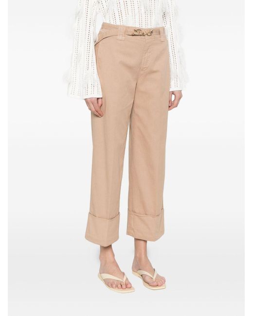 Twinset Natural Belted Cuffed Pants